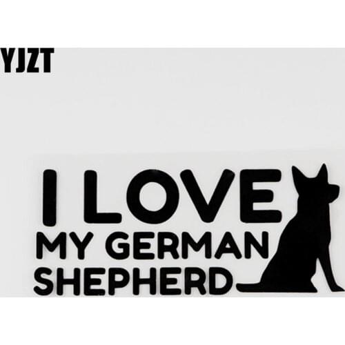 YJZT 13.7CMX5.8CM Animal Decal I Love My German Shepherd Vinyl Car Window Sticker 8C-0056