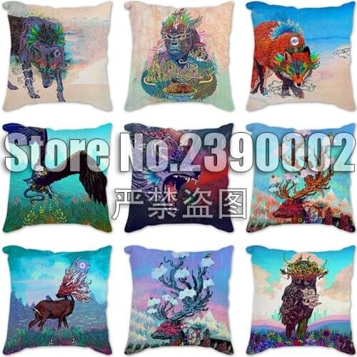 Pillowcase Bird Tiger Wolf deer owl Pillow Case Cushion Cover Car Home Decor Decoration Polyester Pillows Covers Linen Throw