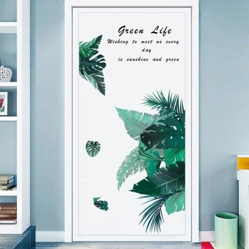 New fresh green leaf wall sticker living room bedroom childrens room decoration sticker