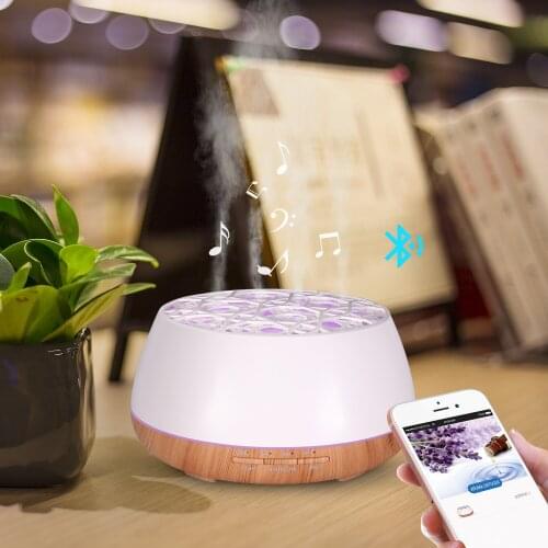 New Arrival 350ML Smart Blue tooth APP Control Solid Wood Smart Wine Barrel Essential Oil Scent Diffuser Machine with Speaker