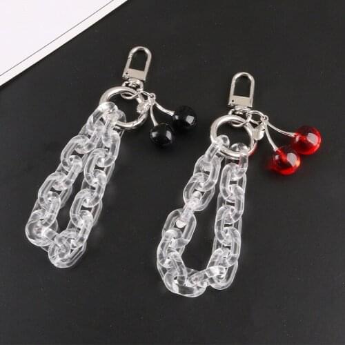 New Creative Cherry KeyChains Bag Pendant Decoration Acrylic Opening Ring Bracelet Car KeyRing Ornament Fashion Accessories