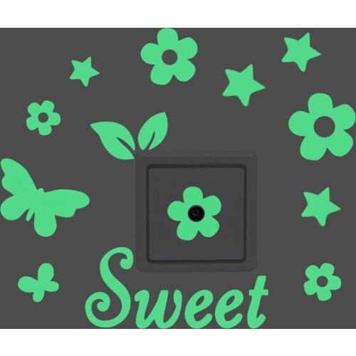 Flower Butterfly Luminous Wall Sticker Golw In The Dark Decals For Kids Baby Room Diy Glowing Decor Peel & Stick PVC Wallpaper