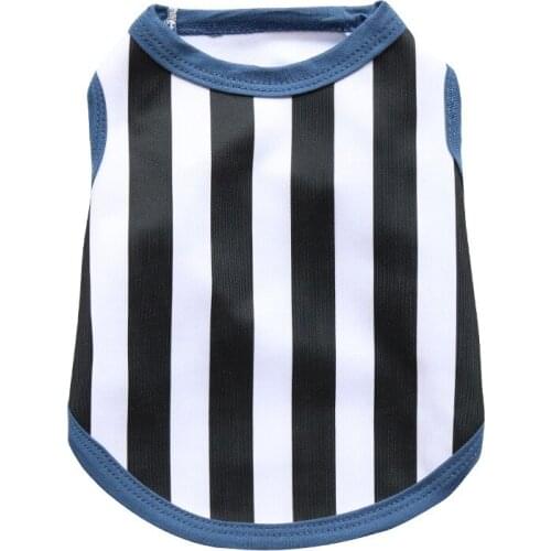 Pet Clothing Dog Clothing Small Dog Bullfight Pug All Polyester Black and White Strip Pet Shirt Vest