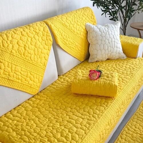 Solid Minimalist Non-slip Sofa Cover Cotton 3D Graphic Fabric Sofa Pillowcase Four Season Armrest Towel Washing Cushion Home