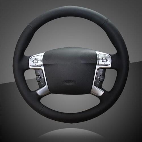 Auto Braid On The Steering Wheel Cover for Ford Mondeo Mk4 2007-2012 S-Max 2008 Interior Car Steering Wheel Covers Leather