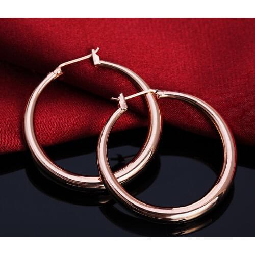 Hot new 925 Sterling Silver 3.5cm Round hoop earrings high quality 18K gold plated Fashion party Jewelry Wedding Christmas Gift