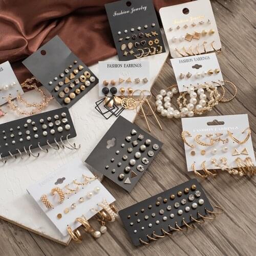 Fashion Womens Pearl Hoop Earrings for Women Vintage Geometric Heart Metal Tassel Drop Earring 2021 Trend Set Female Jewelry