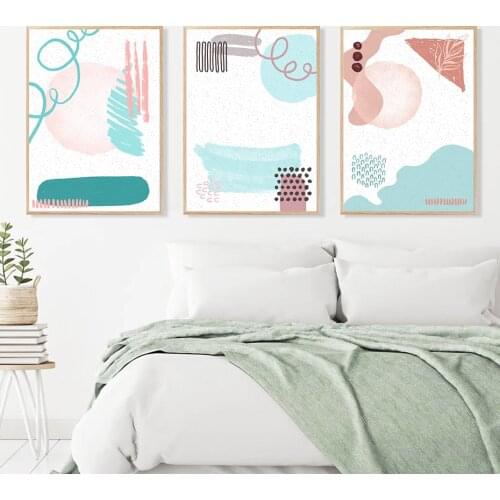 Nordic Abstract Warm Colorful Wall Art Prints Refresh Canvas Painting Printed Posters and Pictures for Girls Bedroom Home Decor
