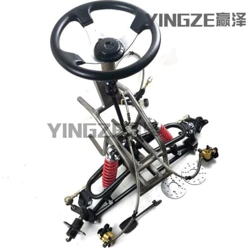 Go Kart Karting Four Wheel ATV Brake Pump Front Suspension Frame Swingarms 8.8CM Flanges With Steering Wheel Shock Absorbers