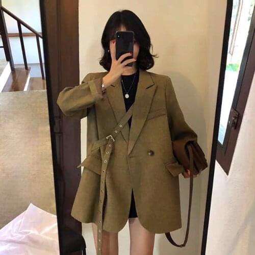 Three color spot in the fall of the new design feeling small female fashion small Korea joker blazer loose coat