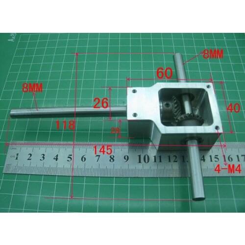 90 Degree Reversing Angle Device Spiral Bevel Gearbox Small Reduction Ratio 1:1 Dual Output Shaft 8MM Reducer Assembly