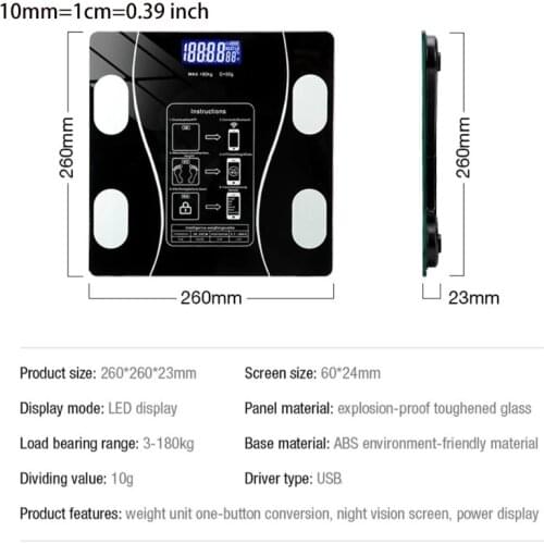 Bluetooth-compatible Smart Bathroom Scales Body Weight Digital Body Fat Scale Auto Monitor Body Weight Fat BMI Water BMR