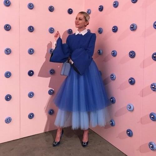 Two Layerd Sky Blue Tulle Tutu Skirts For Womens Petticoat faldas saia jupe Layered Cstomize Causal Women Skirt