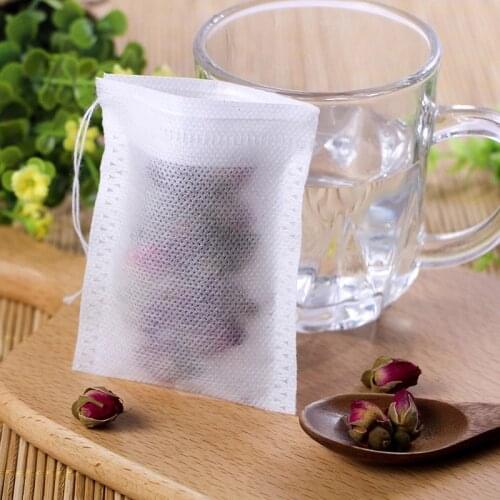 10pcs Disposable Drawstring Tea Bags Filter Bags Tea Infuser Food Grade Non-woven Fabric herbal powde Spice Filters Teabags