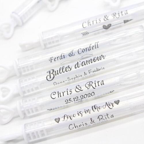 100 Pcs Personalized Wedding Bubble Labels, Bubble Wand Label Clear, Party Favor Stickers (Not Include Tube) Adhesive, Gift Tags