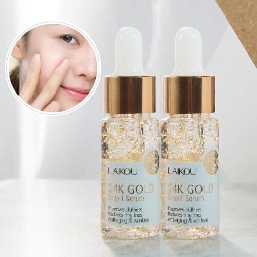 2Pcs 24K Gold Snail Serum Shrink Pores Moisturizing Whitening Essence Anti-Aging Dry Rough Men Women Skin Care