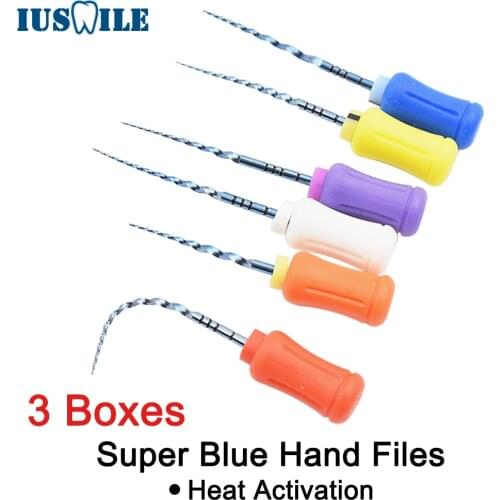 3 Boxes Niti Blue Heat Activation Hand Files Root Canal Files Teeth Whitening Dental Instruments