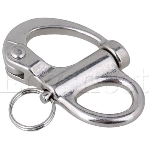 304 Stainless Steel 70mm Rigging Sailing Fixed Bail Snap Shackle Hard Silver