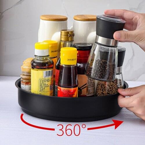 360 Rotation Cabinet Organizer Storage Spice Drink Cosmetic Storage Rack Transparent Turntable Organizer For Kitchen Bathroom