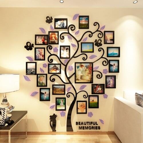 3D Frames for Pictures Wall Sticker Picture Frame Art Home Decorative On the Wall Adhesive DIY Tree Pattern Wear Resistant