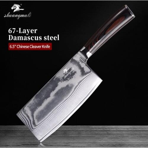 6.5 Inch Chinese Chef Knife 67 Layer Damascus Steel Kitchen Cleaver Knives Utility Cooking Filleting Slicer Chinese Chef Knives