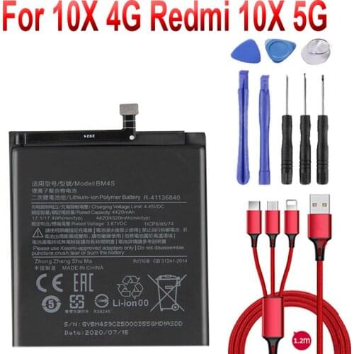 BM4S Phone Battery for Xiaomi Redmi 10X 4G Redmi 10X 5G 10X Pro 5G +USB cable+toolkit