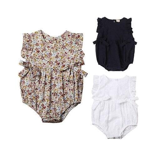 Floral Newborn Baby Girls Hollow Out Romper One Pieces Back Button Jumpsuit Sunsuit Outfit Cloting 0-24M
