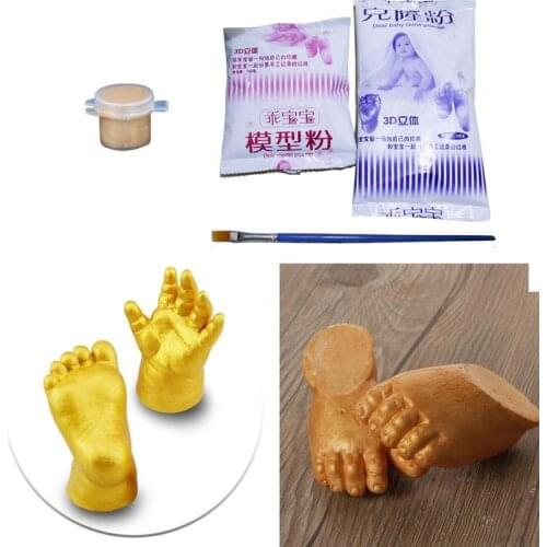 Baby 3d Hand +foot Print Mold Powder +gypsum+brush Plaster Casting Kit Handprint Footprint Keepsake Baby Growth Memorial Gift