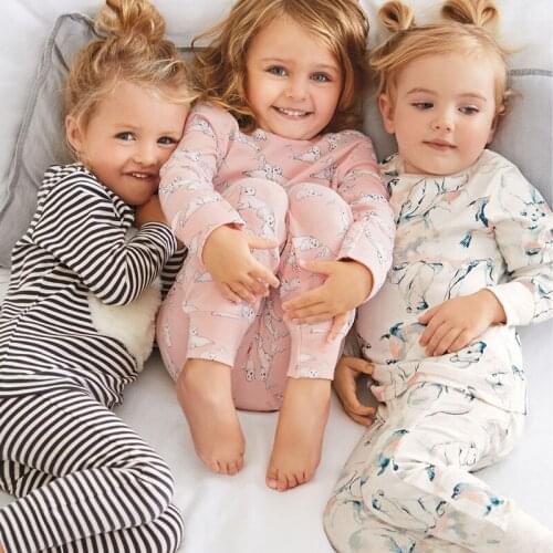 Baby Clothes Childrens Cartoon Print Pajamas Sets Childrens Long Sleeve Sleepwear Boys and Girls Cotton Nightwear Girl Pajamas