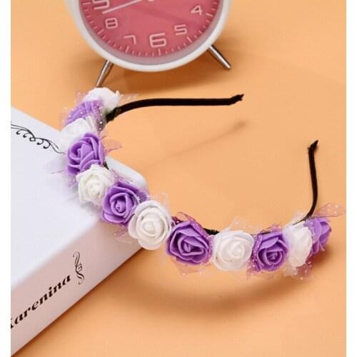 High Quality Sweet Candy Color Children Foam Flower Headbands Wreath Flowers Crown Headpiece Hair Accessories