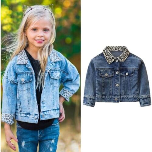 Denim Jacket For Baby Boys Girl Leopard Jean Coat Jackets Coat Outwear Autumn Warmn Long Sleeve Casual Fashion Coats Clothing