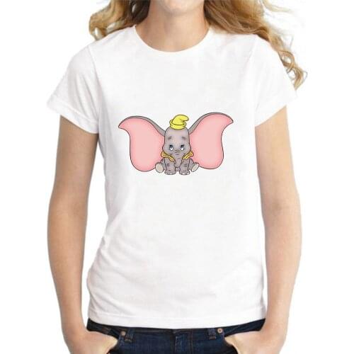 Dumbo Oversized T-shirt Short-sleeved Funny Cartoon Tops Printing O-neck Cute Harajuku Couples Korean Version Loose Women Blouse