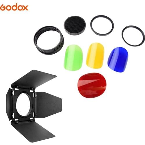 Godox BD08 Barn Door Honeycomb Grid & 4 Color Gel Filters Kit for Godox AD400PRO Outdoor Flash Strobe Light Monolight Speedlite