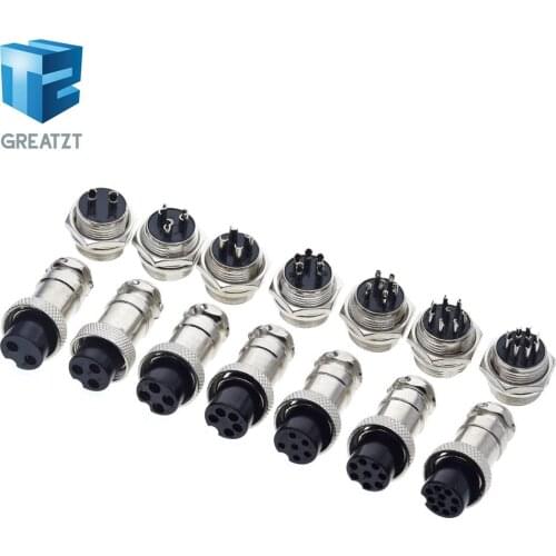 GREATZT 1set GX16 2/3/4/5/6/7/8/9/10 Pin Male & Female 16mm L70-78 Circular Aviation Socket Plug Wire Panel Connector for diy