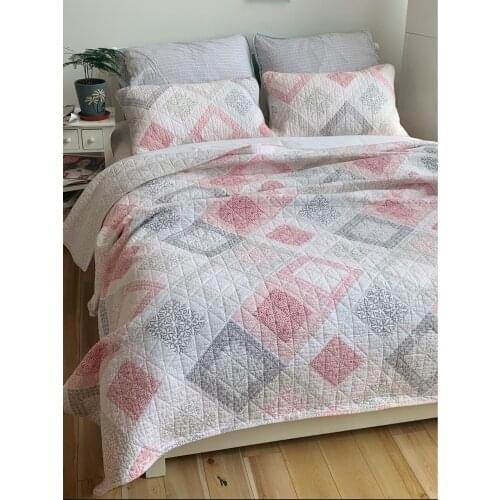 Cotton Bedspread on the Bed 3PCS Quilt Set Quality Bed Cover Shams Queen Size Soft Coverlets Blanket for Double Bed CHAUSUB