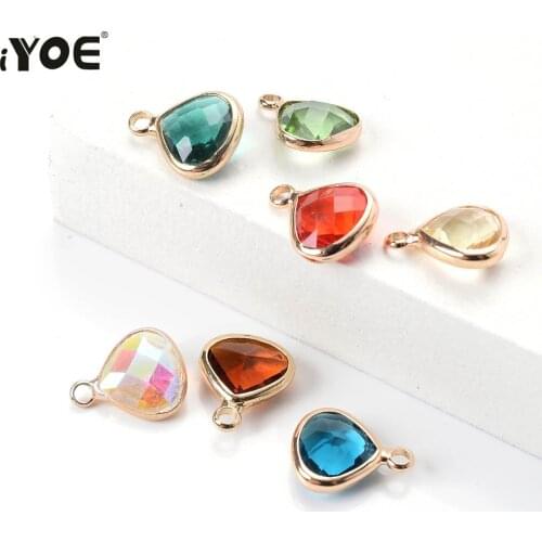 IYOE 3pcs 10x12mm Ab Color Rhinestone Waterdrop Charms Tiny Fan Crystal Pendant For Making Jewelry Earring Necklace Bracelet