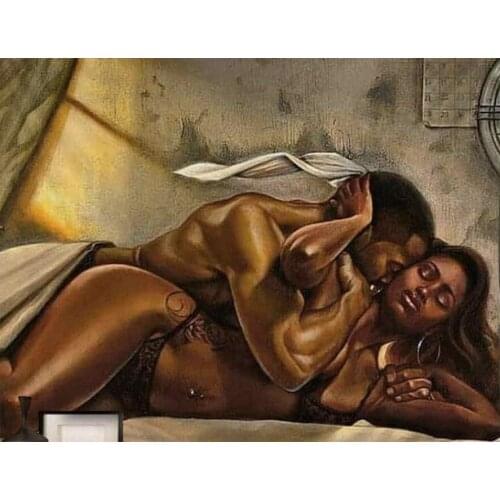 Oil painting on canvas 100% (handmade) nude man on canvas girl love 009