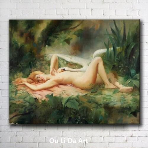 Classical girl nude art forest landscape scenery oil paintings canvas printing printed on canvas wall art decoration picture