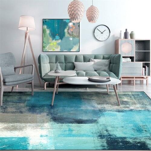 Gray Blue Color Nordic Abstract Art Rug Living Room Hallway Carpet Modern Oil Painting Pattern Carpet For Bedroom Doormat