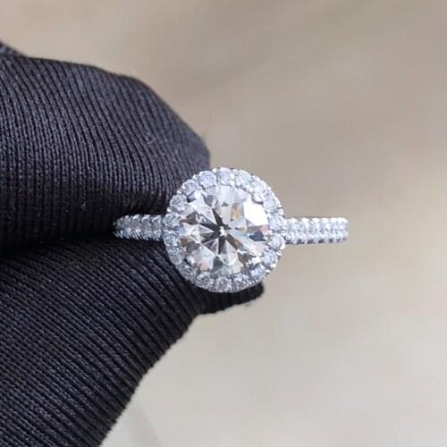 18K Au750 White Gold D color VVS 2.0ct 8.0mm Round Excellent Moissanite Diamond Ring With certificate Test Positive
