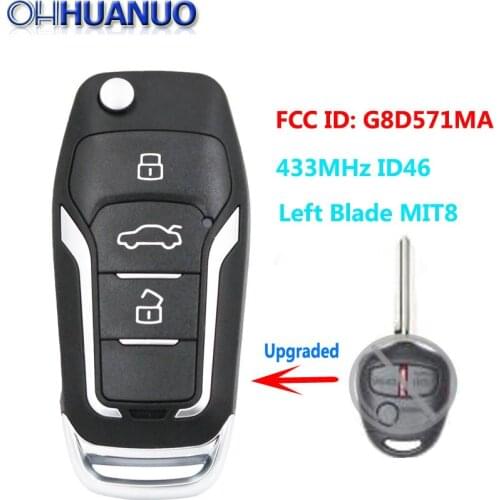 Upgraded Flip Remote Car Key Fob 433MHz ID46 for Mitsubishi Triton ML and MN Series 07/2006 - 2014 FCC ID: G8D571MA With MIT8