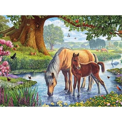 Animal Horse Flower DIY Embroidery Cross Stitch 11CT Kits Craft Needlework Set Printed Canvas Cotton Thread Home Sale