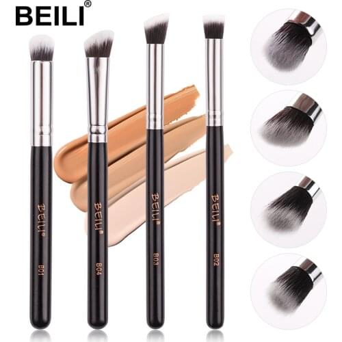 BEILI Concealer Makeup Brush Set 4pcs/3pcs Professional Eyeshadow Brushes Detail Concealer,Contouring,Blending Makeup Tools