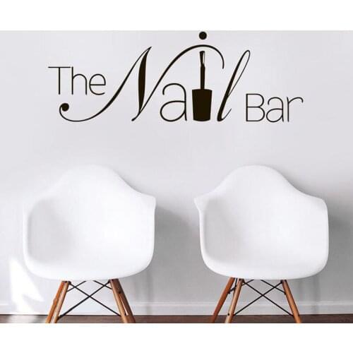 The Nail Bar Logo Wall Sticker Manicure Design Wall Decal Removable Nail Art Wall Poster Beauty Salon Window Decor Vinyl Murals