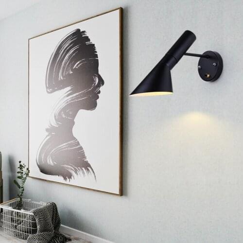 Nordic LED Wall lamp Modern AJ Black White Wall Sconce Light Fixtures Hanging Lamp Wall Lights lighting Bedroom Indoor Lighting