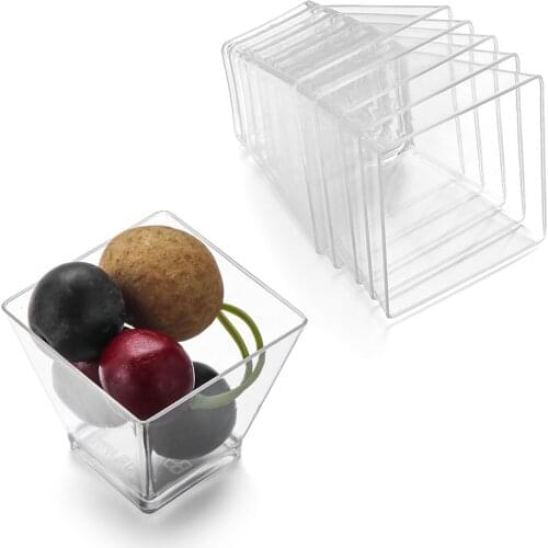 60/50ml Disposable Plastic Cups Clear Portion Transparent Trapezoidal Food Container for Jelly Yogurt Mousses Dessert Baking