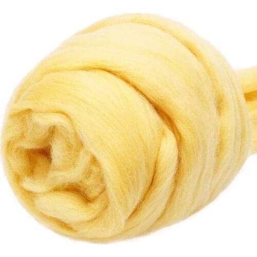 Imzay 3.53oz Wool Roving Yarn, 100% Pure Wool, Chunky Yarn, Spinning Wool Roving for Needle Felting Wet Felting DIY（yellow