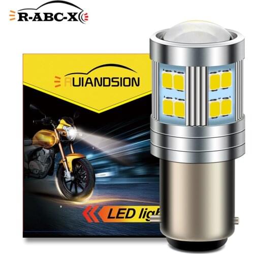 RUIANDSION 1Pcs BAX15D LED Bulb 6V Motorcycle Headlight Moped Scooter Fog Lamp High Low Beam White 6000K 720Lm 2835SMD