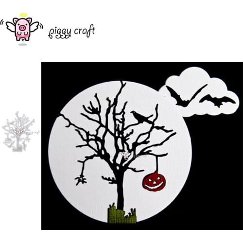 Piggy Craft metal cutting dies cut die mold Halloween tree pumpkin bat Scrapbook paper craft knife mould blade punch stencils