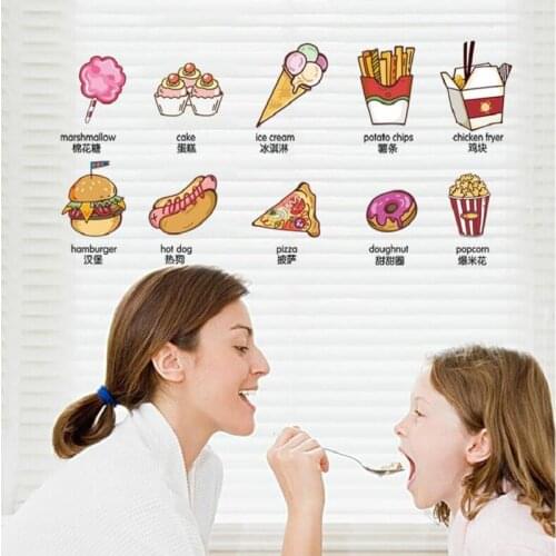 UBRUSH 35x40cm Wall Stickers PVC Kitchen Refrigerator Cartoon Food Decorative Stickers Refrigerator Stickers Wall Sticker